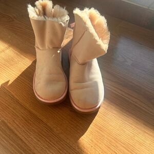 UGG Cream Ankle Boots with Pink Sole